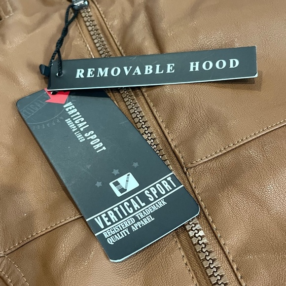 MEN'S HOODED WARM LEATHER JACKET - Picture 3 of 7